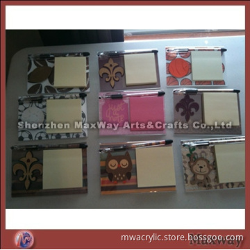 Elegant colorful Promotional Square Acrylic Coaster /Tray/Note Pad Holder